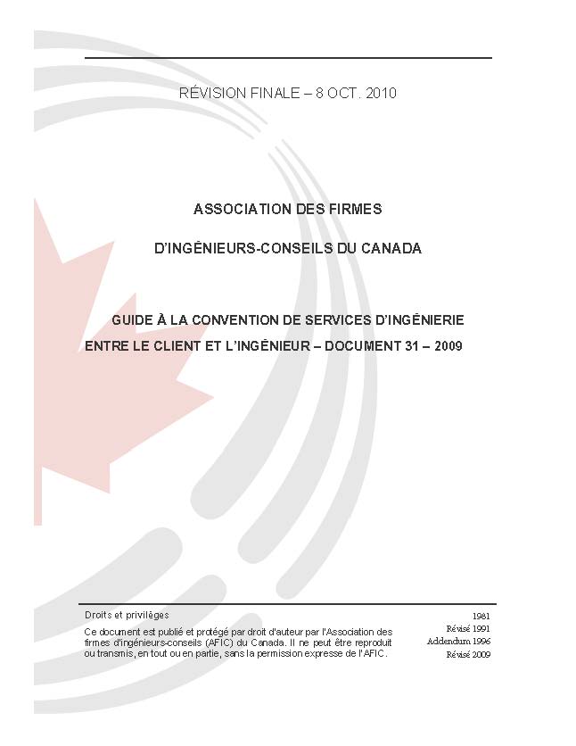 Guide à la convention entre le client et l’ingénieur - Version électronique 